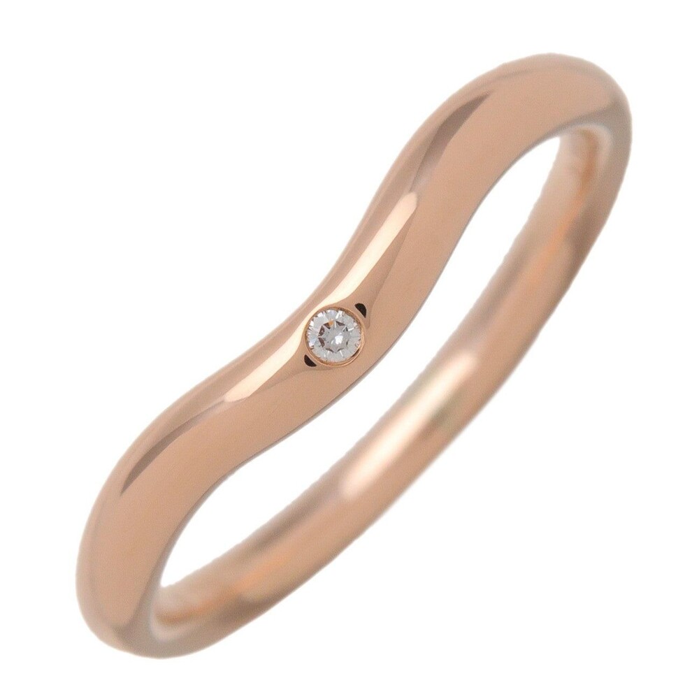 Tiffany & Co. Curved Band 1P Diamond Ring 18K Rose Gold